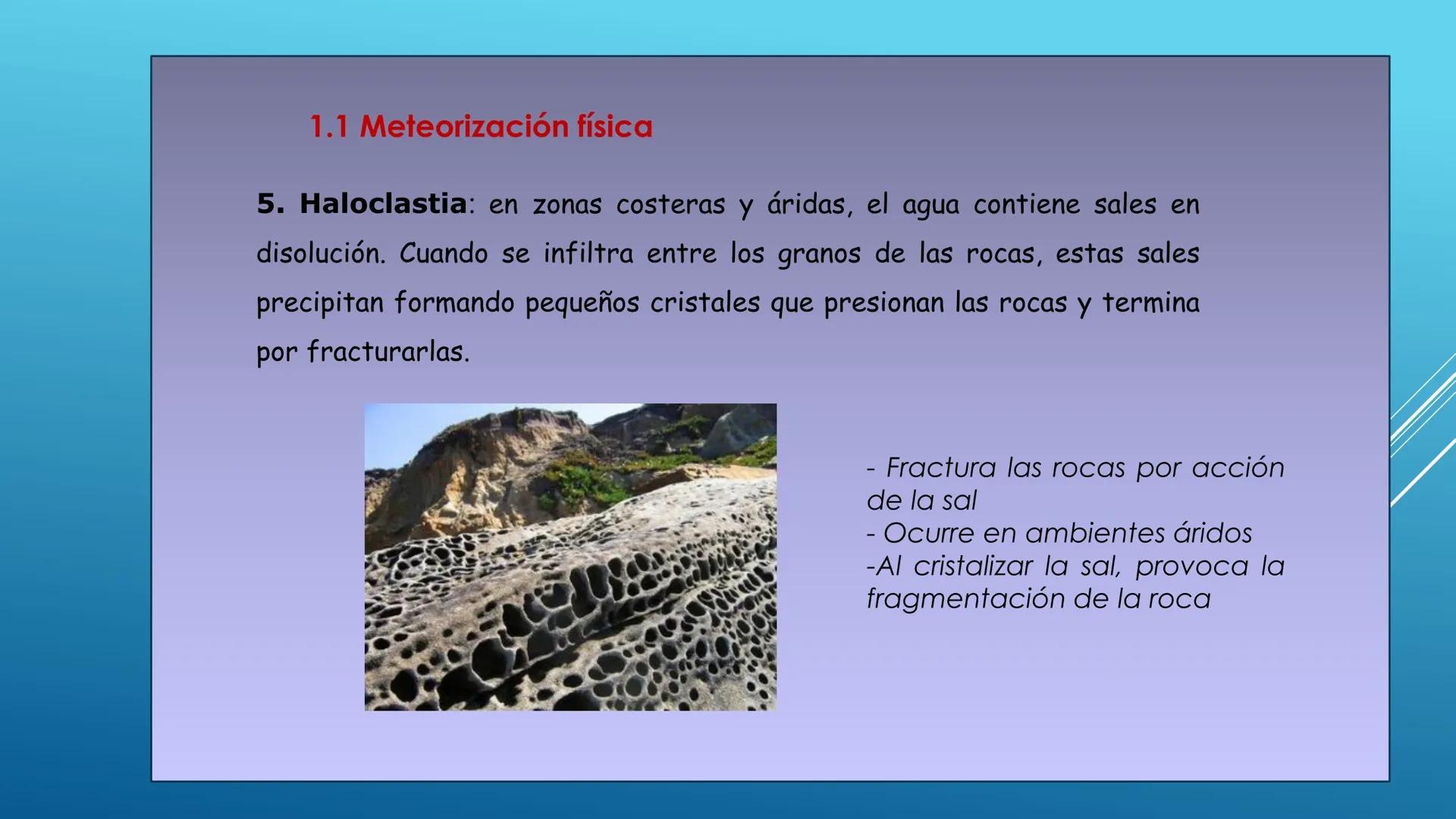 # TEMA 5 GEODINÁMICA EXTERNA
PROCESOS GEOLÓGICOS EXTERNOS
Erosión Transporte Sedimentación
Sedimentos # INTERACCIONES GEOLÓGICAS EN LA SU