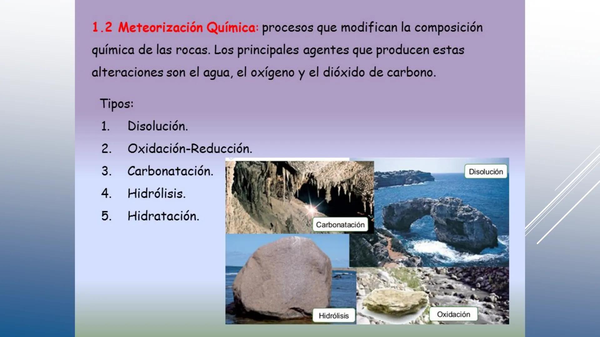 # TEMA 5 GEODINÁMICA EXTERNA
PROCESOS GEOLÓGICOS EXTERNOS
Erosión Transporte Sedimentación
Sedimentos # INTERACCIONES GEOLÓGICAS EN LA SU
