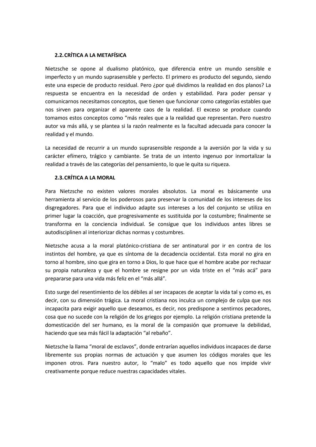 # NIETZSCHE
1. VITALISMO
Para este autor, encerramos la vida en conceptos porque la multiplicidad que nos muestra la
vida nos da miedo. Ni