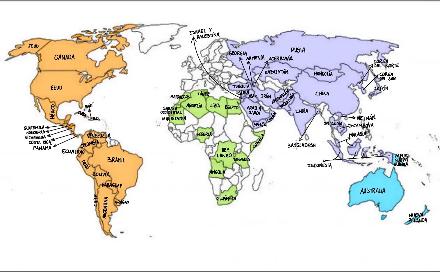EEUU
ISRAEL Y
PALESTINA
CANADA
GEORGIA
GUATEMALA
HONDURAS
NICARAGUA
COSTA RICA
PANAMA
EEVU
MÉXICO
HAITI
CUBA RD.
VENEZUELA
COLOMBIA
ECUADOR