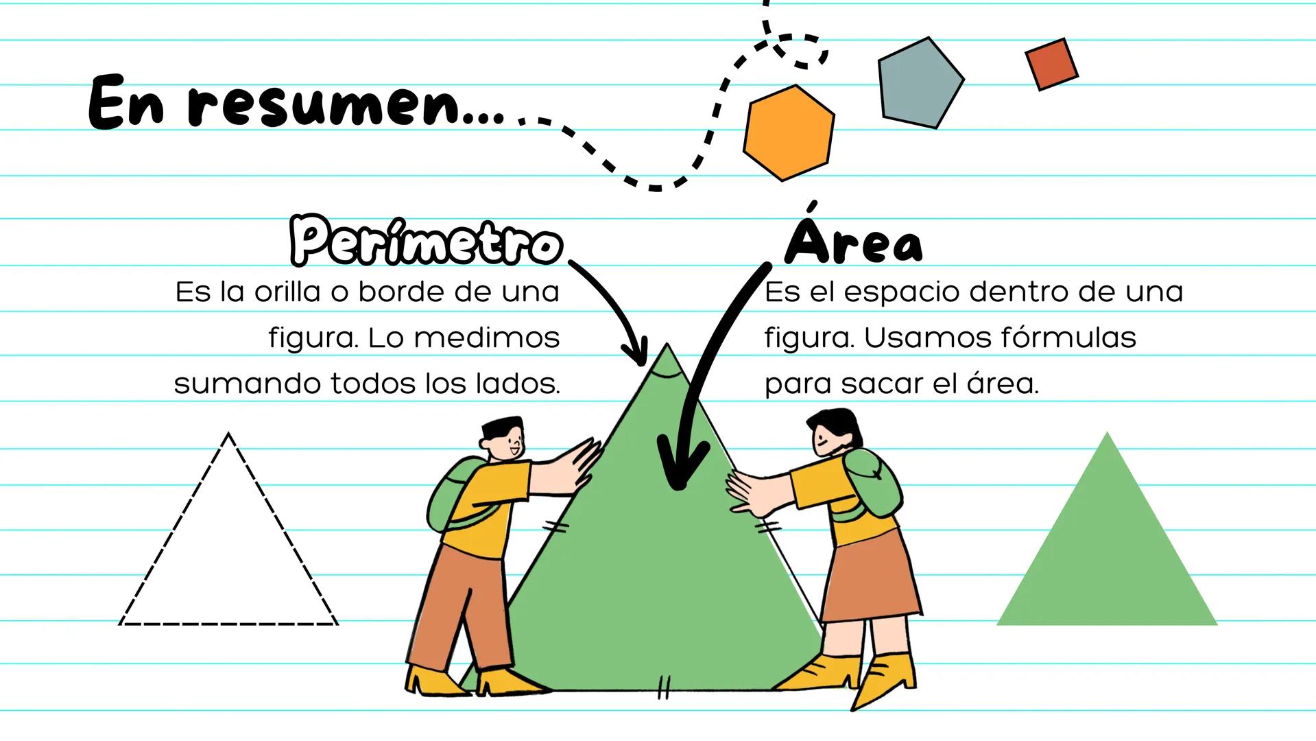 # Perímetro
y
# Área # Objetivos
- Saber q es un polígono
- Reconocer al perímetro como la suma
de las longitudes de sus lados y área
com