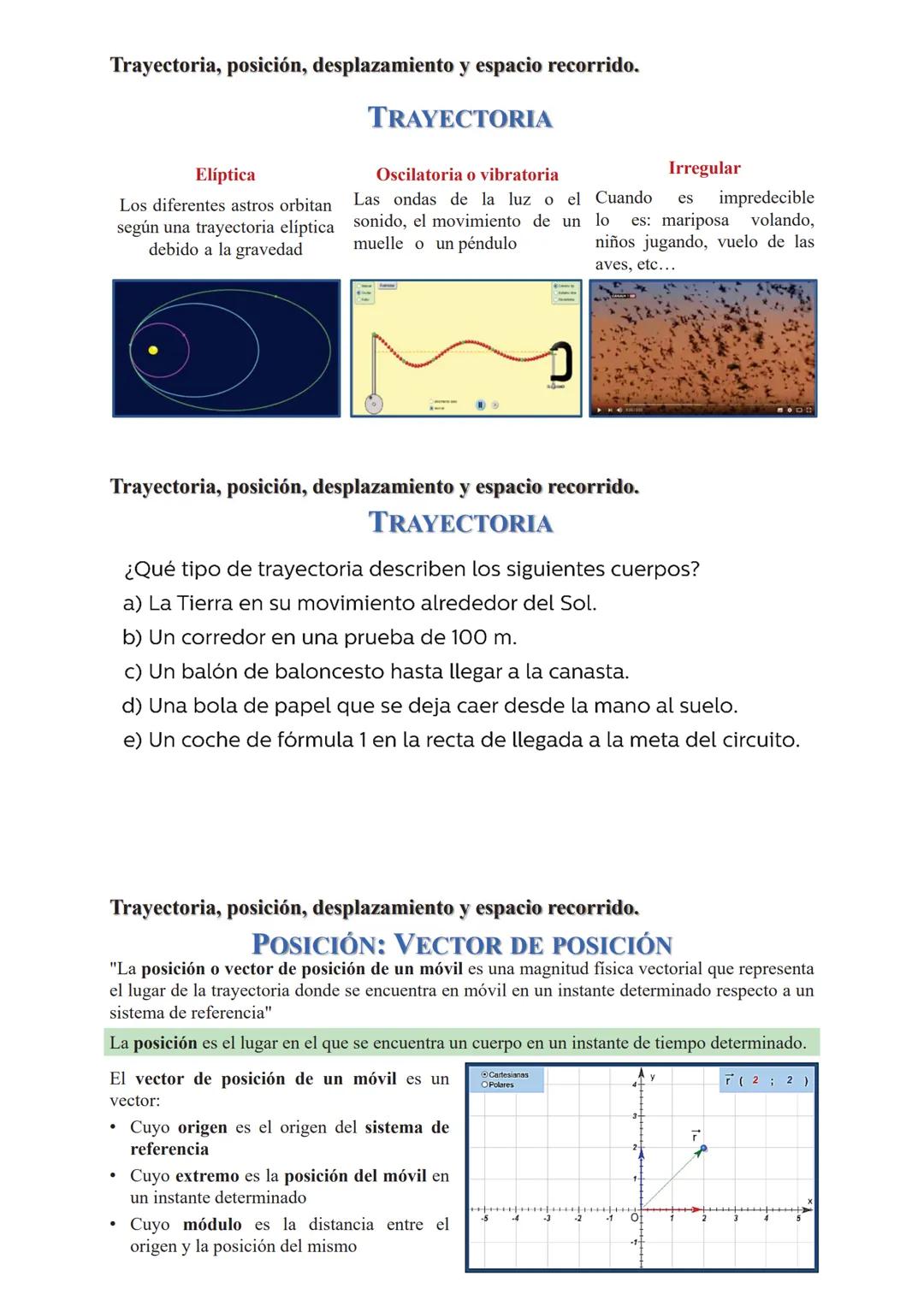 # Unidad 6. El Movimiento
Unidad 6. El Movimiento
1. Identificación de magnitudes que caracterizan un movimiento: posición, trayectoria,
d