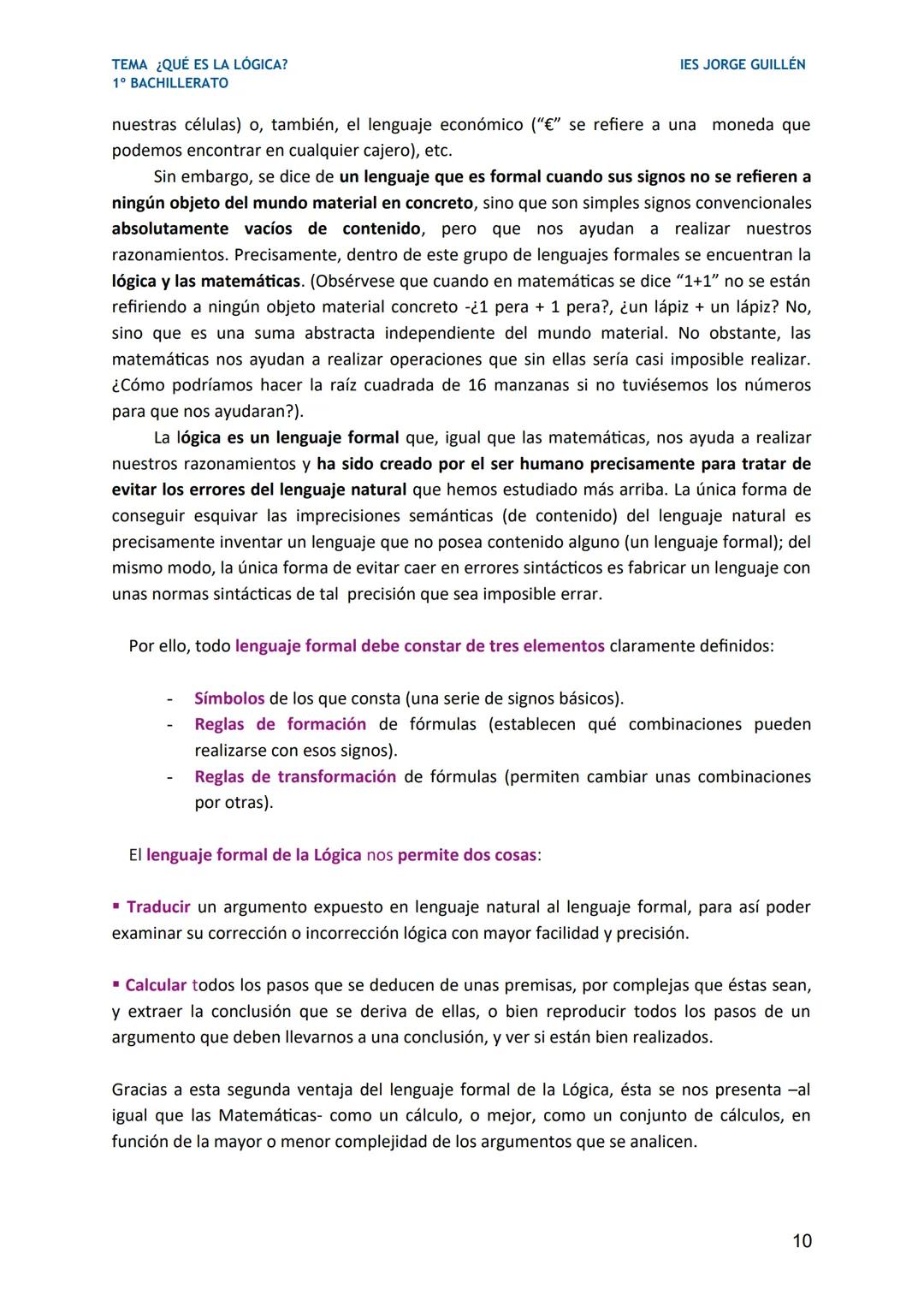 TEMA ¿QUÉ ES LA LÓGICA?
1º BACHILLERATO
1. ¿QUÉ ES LA LÓGICA?
IES JORGE GUILLÉN
La palabra "lógica" procede del término griego "logos", que
