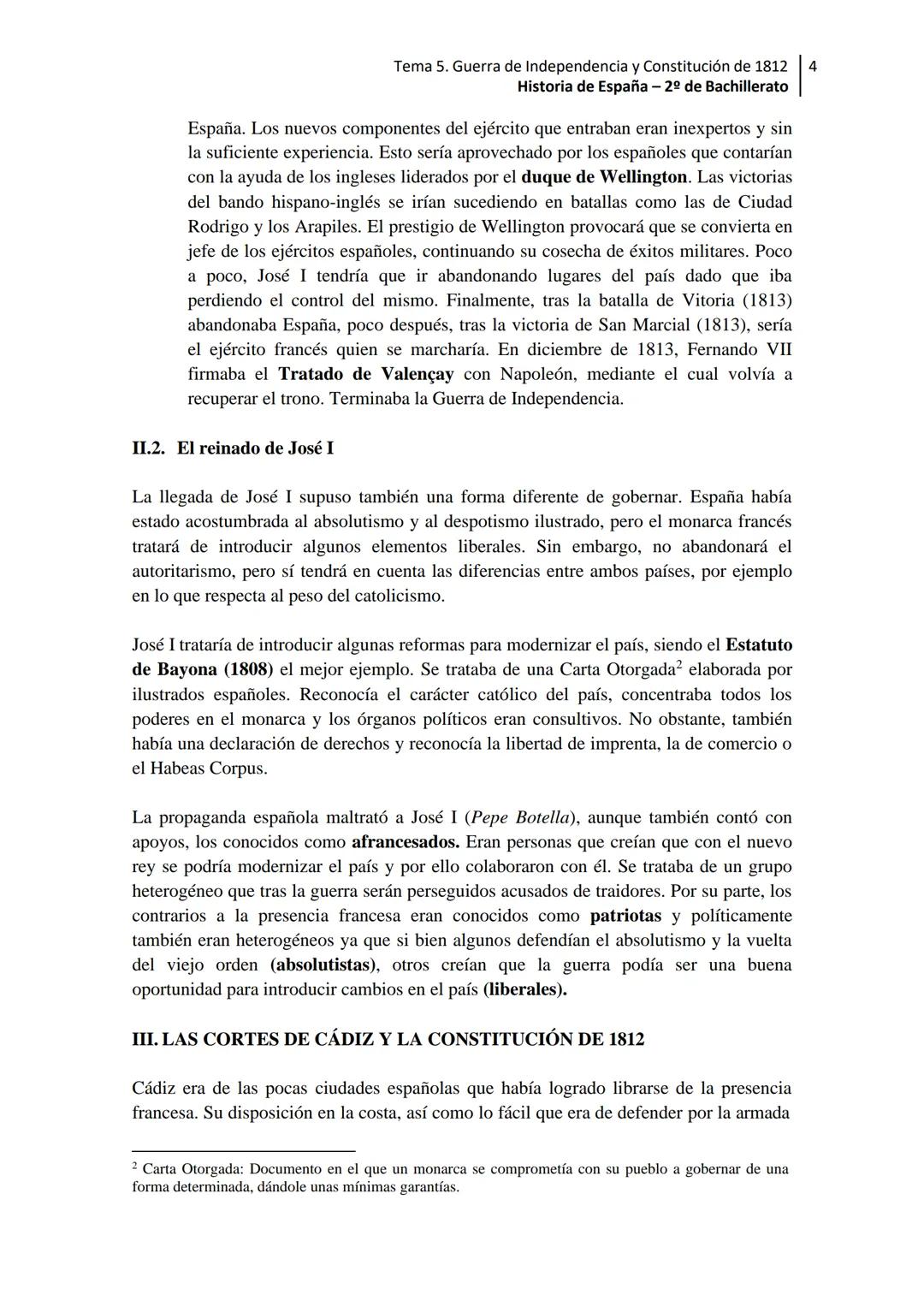 --- OCR Start ---
Tema 5. Guerra de Independencia y Constitución de 1812 1
Historia de España - 2º de Bachillerato
Tema 5. La crisis de la m