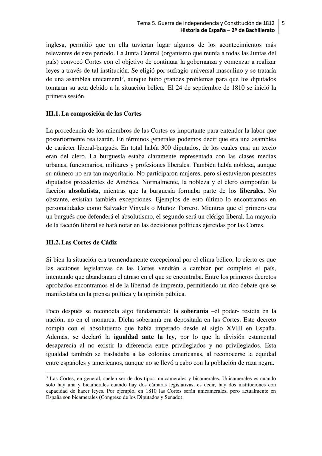--- OCR Start ---
Tema 5. Guerra de Independencia y Constitución de 1812 1
Historia de España - 2º de Bachillerato
Tema 5. La crisis de la m