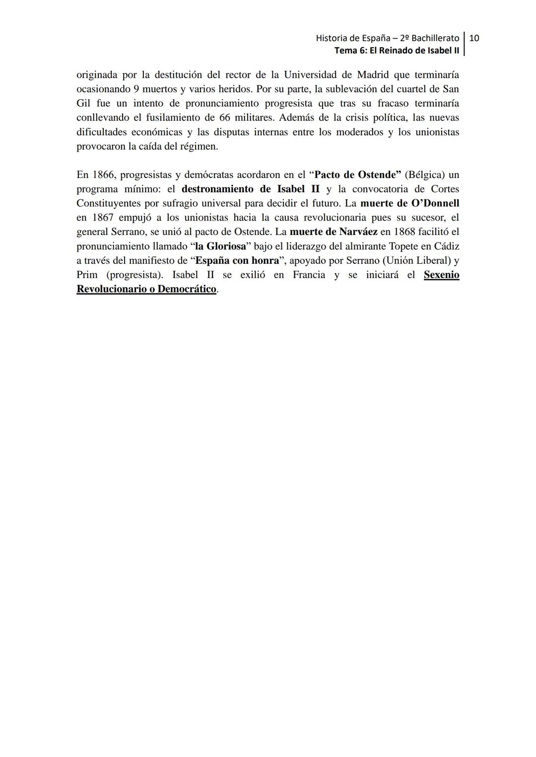 --- OCR Start ---
Historia de España - 2º Bachillerato 1
Tema 6: El Reinado de Isabel II
TEMA 6. EL REINADO DE ISABEL II (1833-1868)
INTRODU