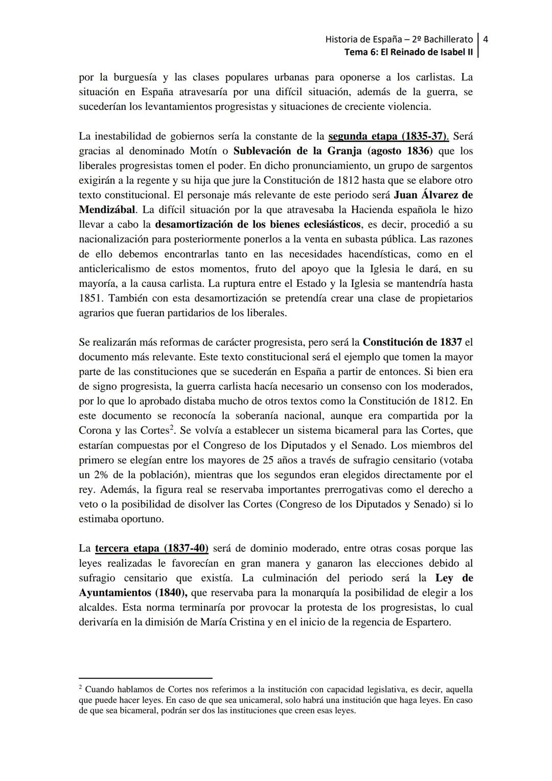 --- OCR Start ---
Historia de España - 2º Bachillerato 1
Tema 6: El Reinado de Isabel II
TEMA 6. EL REINADO DE ISABEL II (1833-1868)
INTRODU