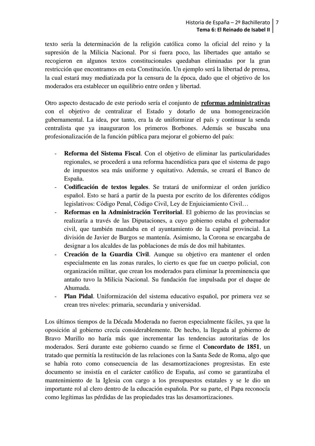 --- OCR Start ---
Historia de España - 2º Bachillerato 1
Tema 6: El Reinado de Isabel II
TEMA 6. EL REINADO DE ISABEL II (1833-1868)
INTRODU