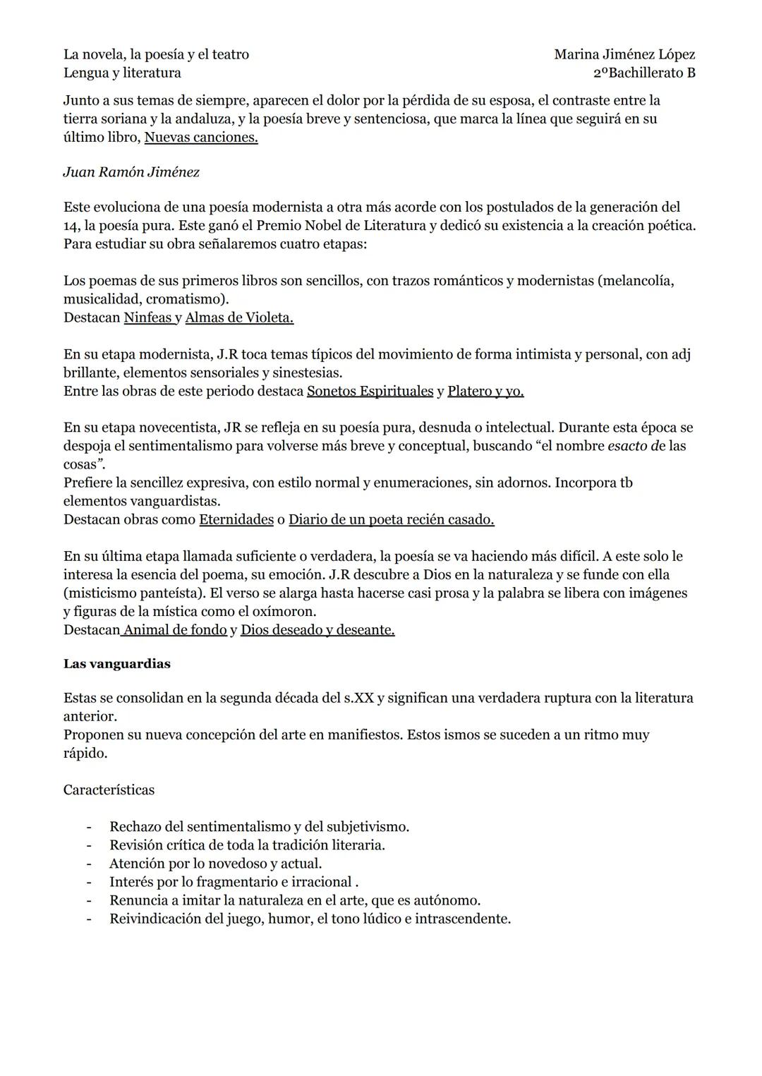 # APUNTES LITERATURA FINALES La novela, la poesía y el teatro
Lengua y literatura
ΕΤΑΡΑ 1: ANTES DE LOS AÑOS 40
Marina Jiménez López
2º Bach