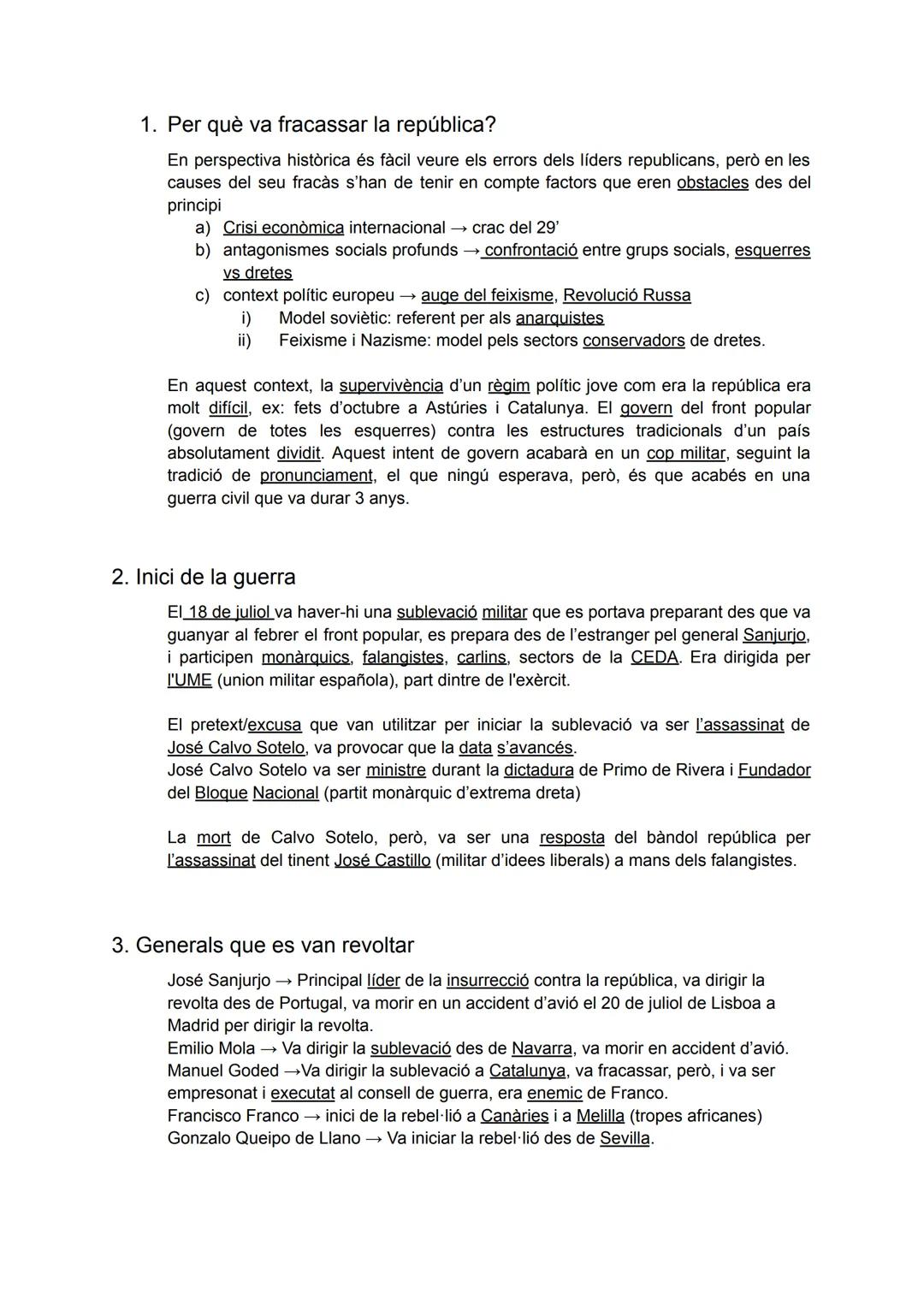 U4. GUERRA CIVIL
1. Per què va fracassar la república?
2. Inici de la guerra
3. Generals que es van revoltar
4. Primers moments de la guerra