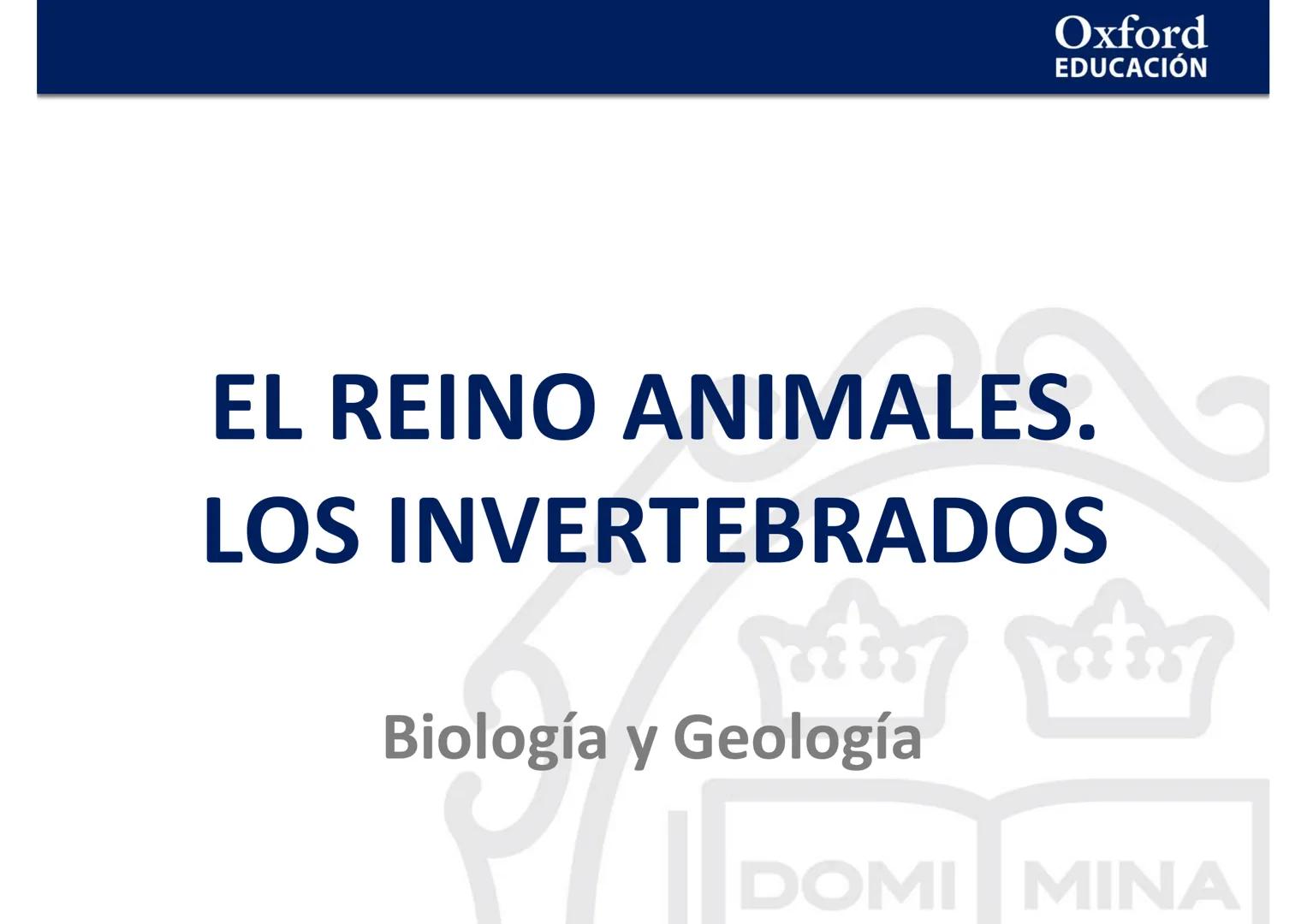 # Oxford
EDUCATION
EL REINO ANIMALES.
LOS INVERTEBRADOS
Biología y Geología El reino Animales. Los invertebrados
Oxford
EDUCACIÓN
• ¿Qué