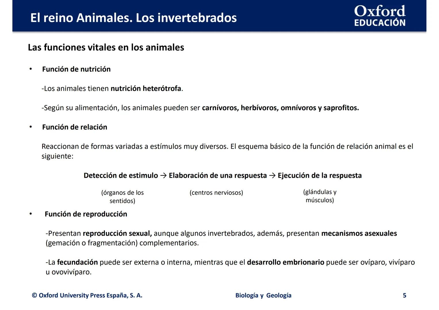 # Oxford
EDUCATION
EL REINO ANIMALES.
LOS INVERTEBRADOS
Biología y Geología El reino Animales. Los invertebrados
Oxford
EDUCACIÓN
• ¿Qué