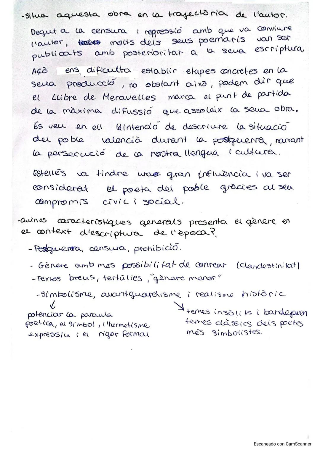 --- OCR Start ---
VICENT ANDRES ESTELLES
TENDÈNCIES POESIA POSGUERRA
-Dictadura franquista
pèrdua de llibertats.
→repressió llengua, literat