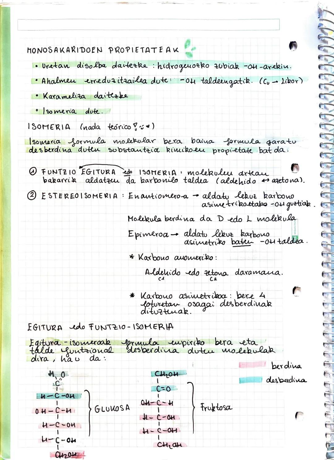 # GUZIDOAK
## ① GLUZIDOEN EZAUGARRIAK
GLUZIDOAK
- Monosakaridoak - ez dira gluzido bakunagotan deskouposatzen
- Adosak: aldehido bat eta