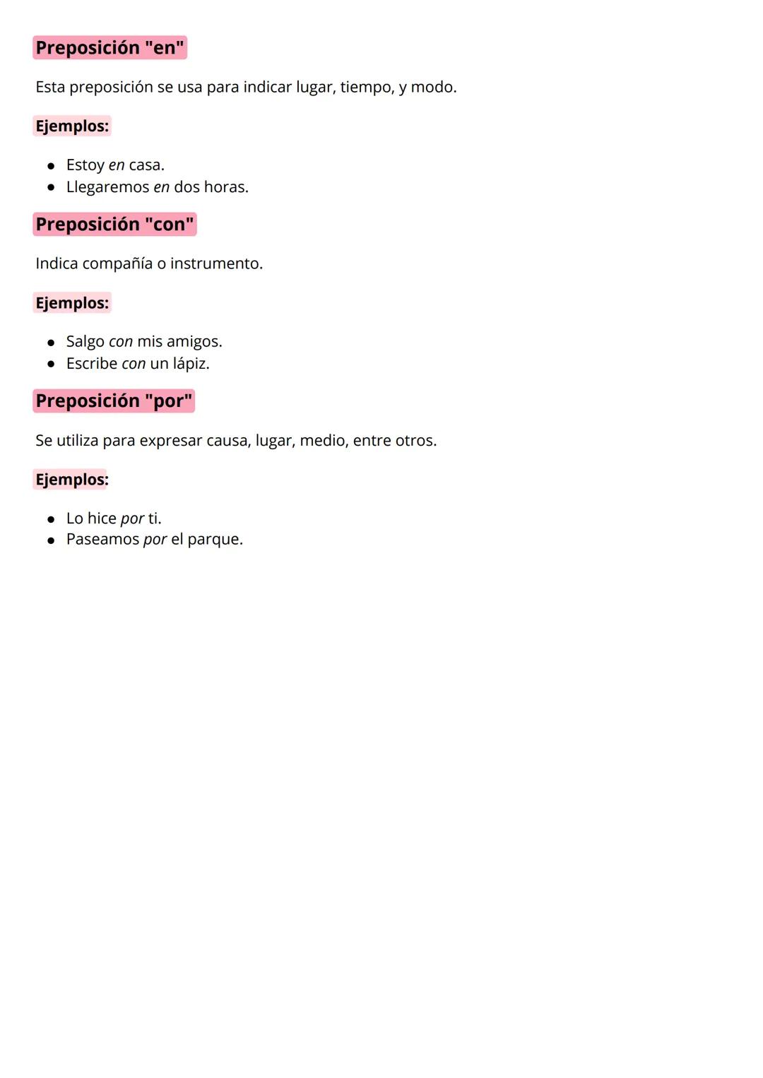# Preposiciónes
Las preposiciones son palabras invariables que se utilizan para establecer relaciones entre
diferentes elementos de una ora