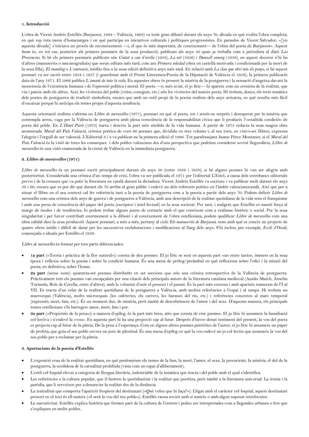 L'obra poètica de
Vicent Andrés Estellés
(1924-1993)
Valencià: Llengua i Literatura II
(2n de Batxillerat)
Prof. Adrià 1. Introducció
L'obra