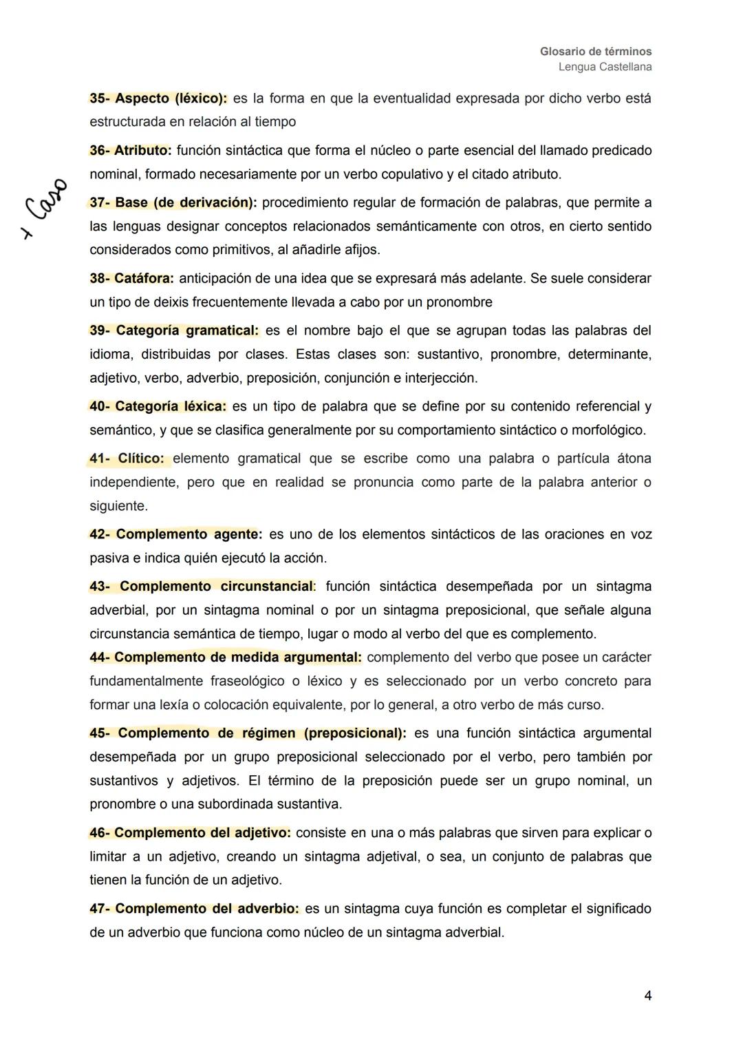 LENGUA CASTELLANA
# GLOSARIO ÍNDICE
Glosario de términos
Lengua Castellana
A- Términos gramaticales................................pág. 2-1