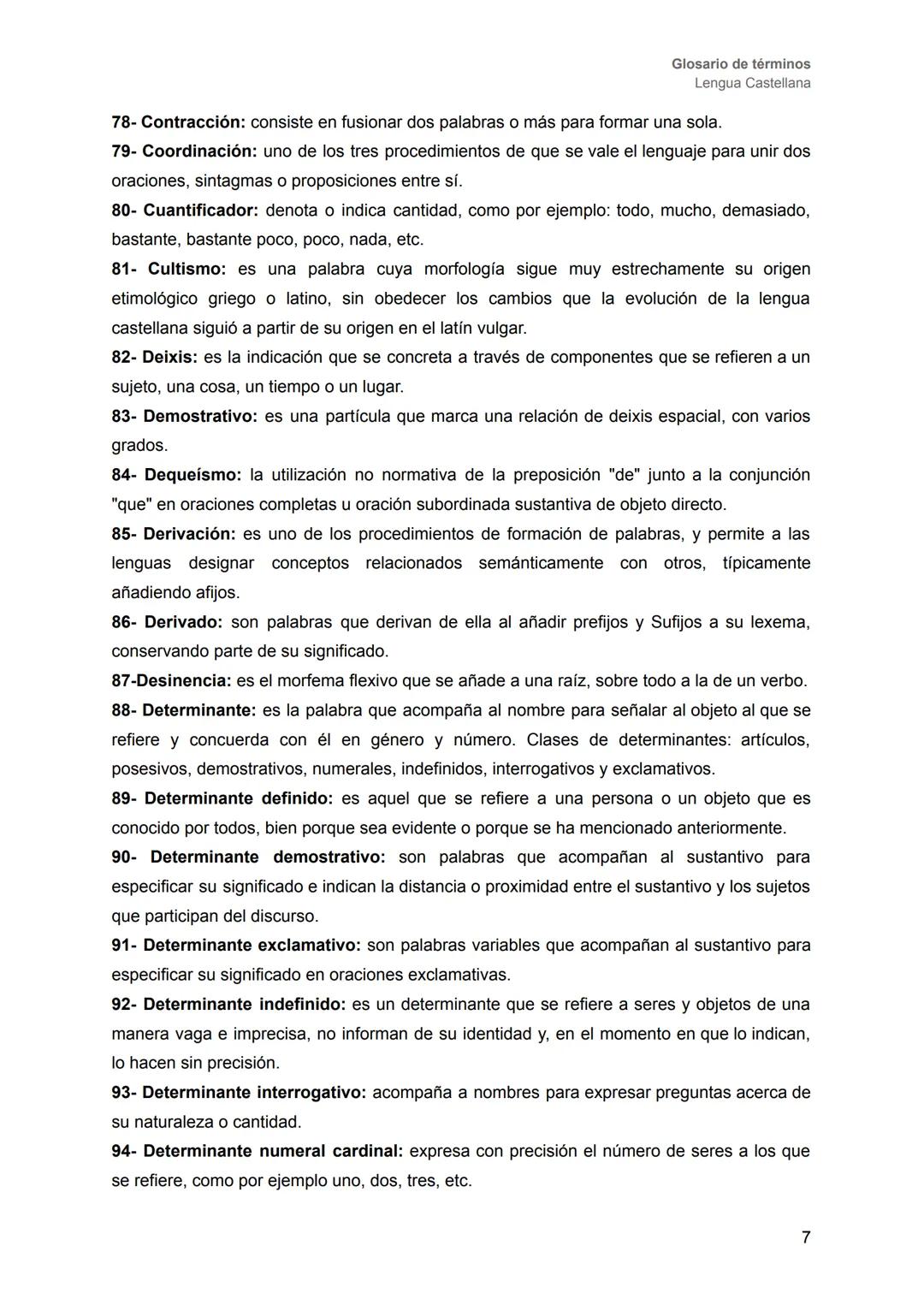 LENGUA CASTELLANA
# GLOSARIO ÍNDICE
Glosario de términos
Lengua Castellana
A- Términos gramaticales................................pág. 2-1