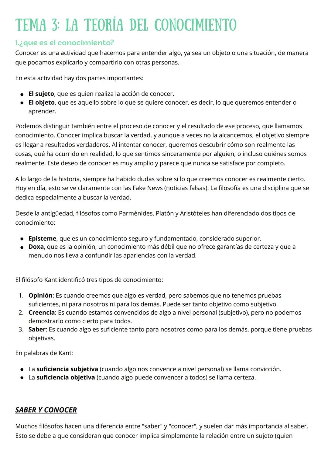 La teoría del conocimiento