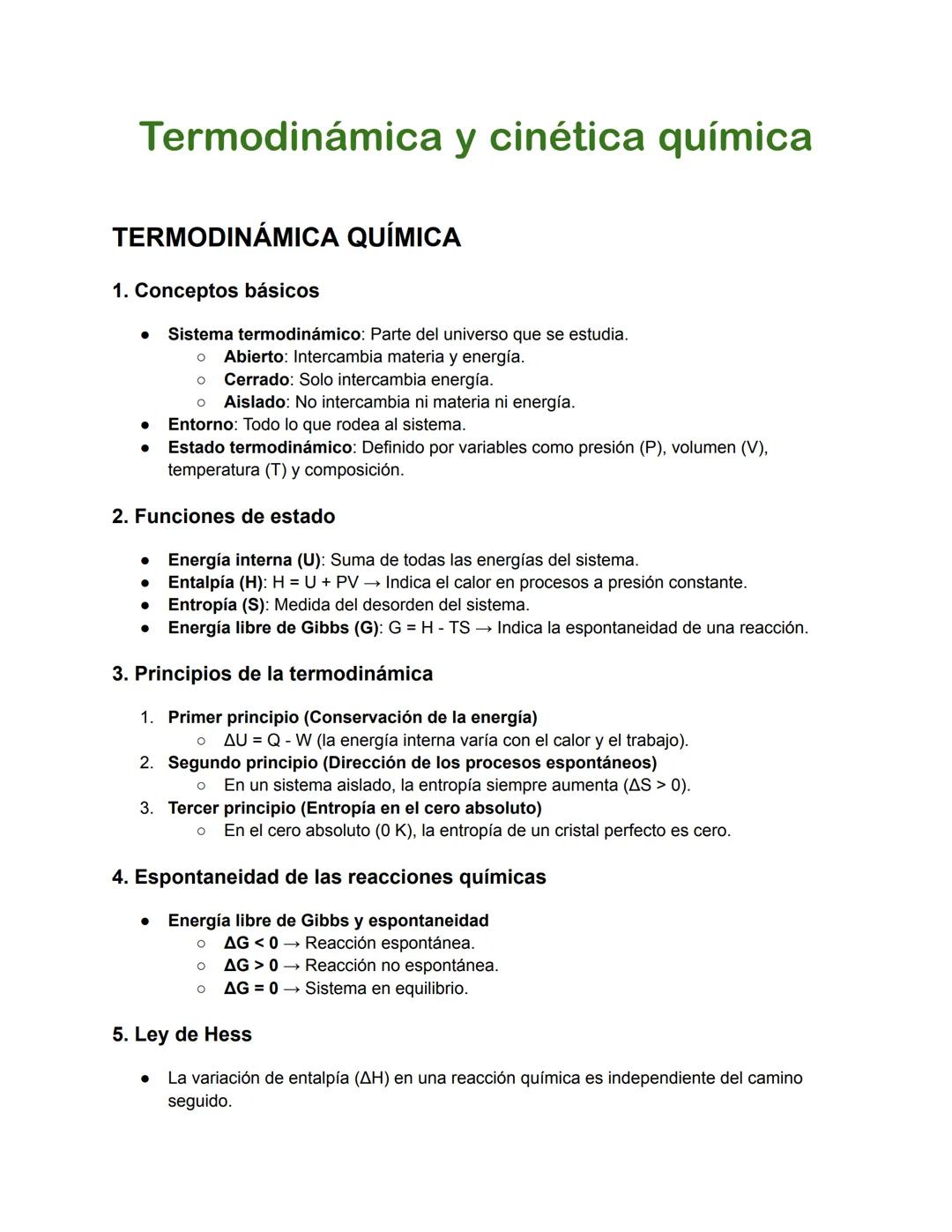Termodinámica y cinética química
TERMODINÁMICA QUÍMICA
1. Conceptos básicos
• Sistema termodinámico: Parte del universo que se estudia.
◦ Ab