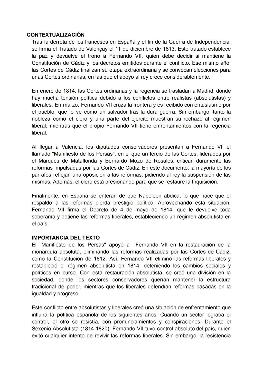 Manifiesto de los Persas (12-04-1814)
El texto se titula "el manifiesto de los persas" y la fecha del documento es el 12 de
abril de 1814, e