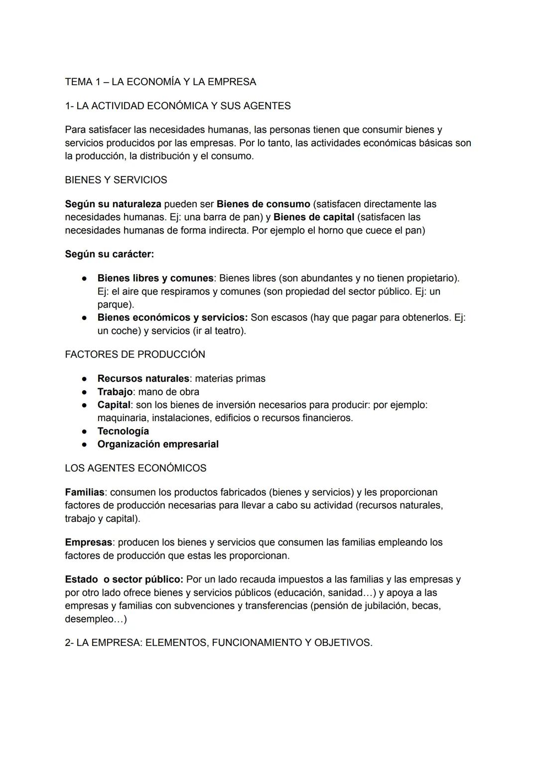 TEMA 1-LA ECONOMÍA Y LA EMPRESA
1- LA ACTIVIDAD ECONÓMICA Y SUS AGENTES
Para satisfacer las necesidades humanas, las personas tienen que con