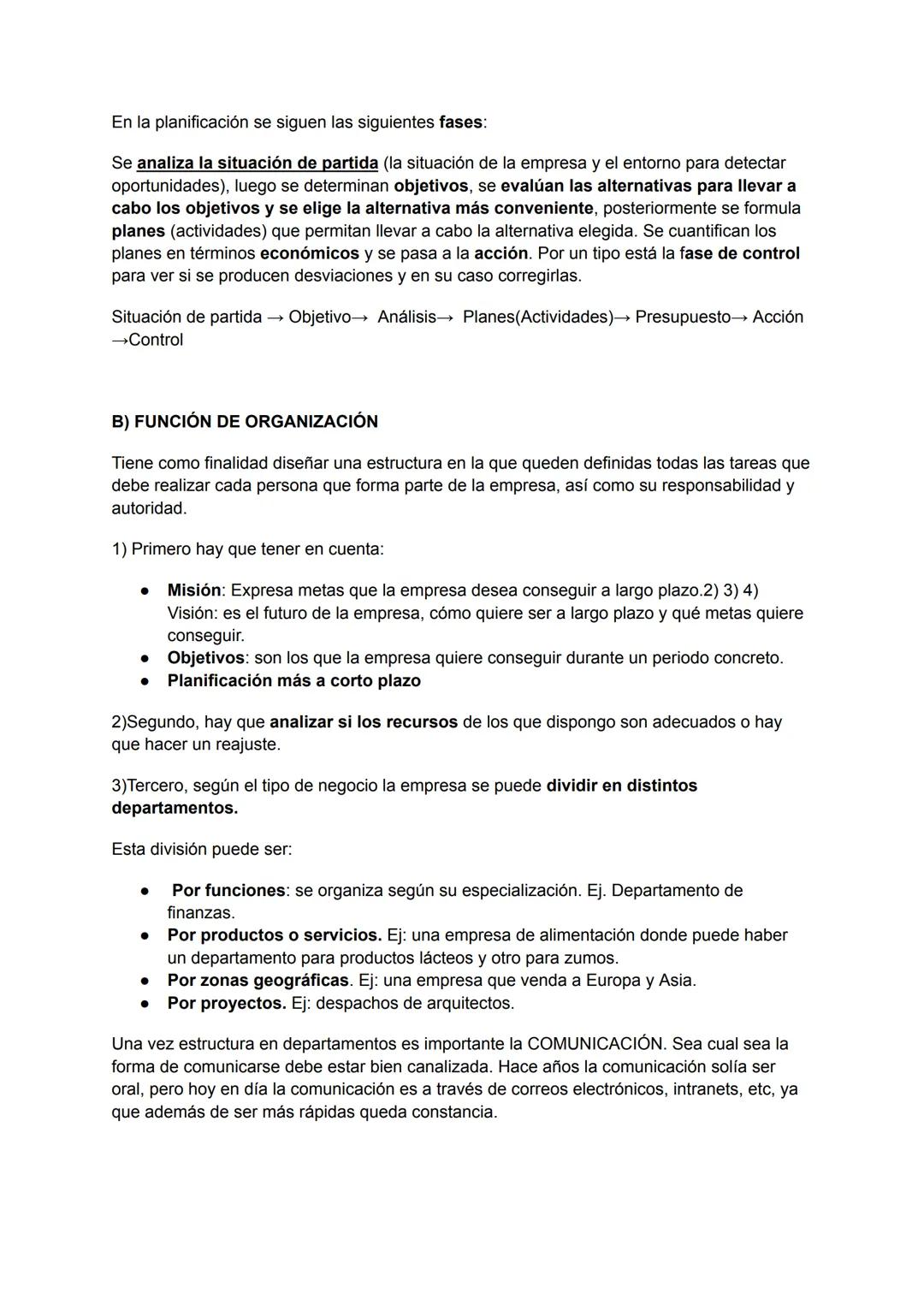 TEMA 3-LA ORGANIZACIÓN EN LA EMPRESA
1- LAS FUNCIONES INTERNAS DE LA EMPRESA.
La empresa se divide en una serie de áreas funcionales o depar