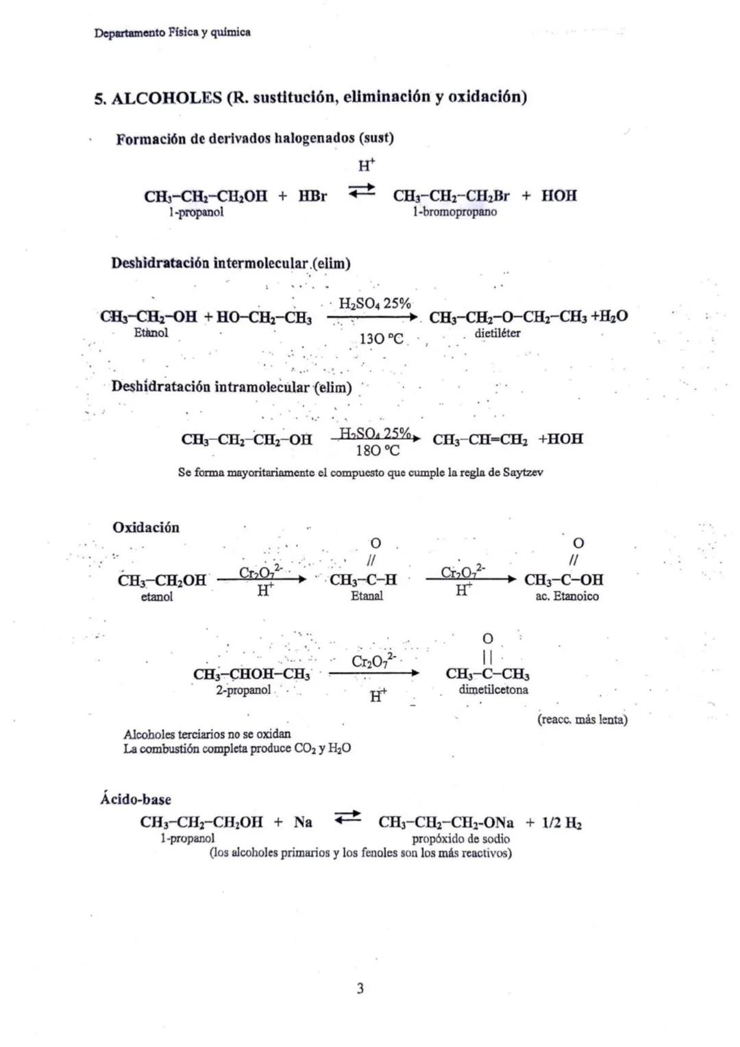 Departamento Física y química
ESQUEMA-RESUMEN REACCIONES ORGÁNICAS MÁS
IMPORTANTES
1. REACCIONES DE LOS ALCANOS
Halogenación
250-400°C
-C-H