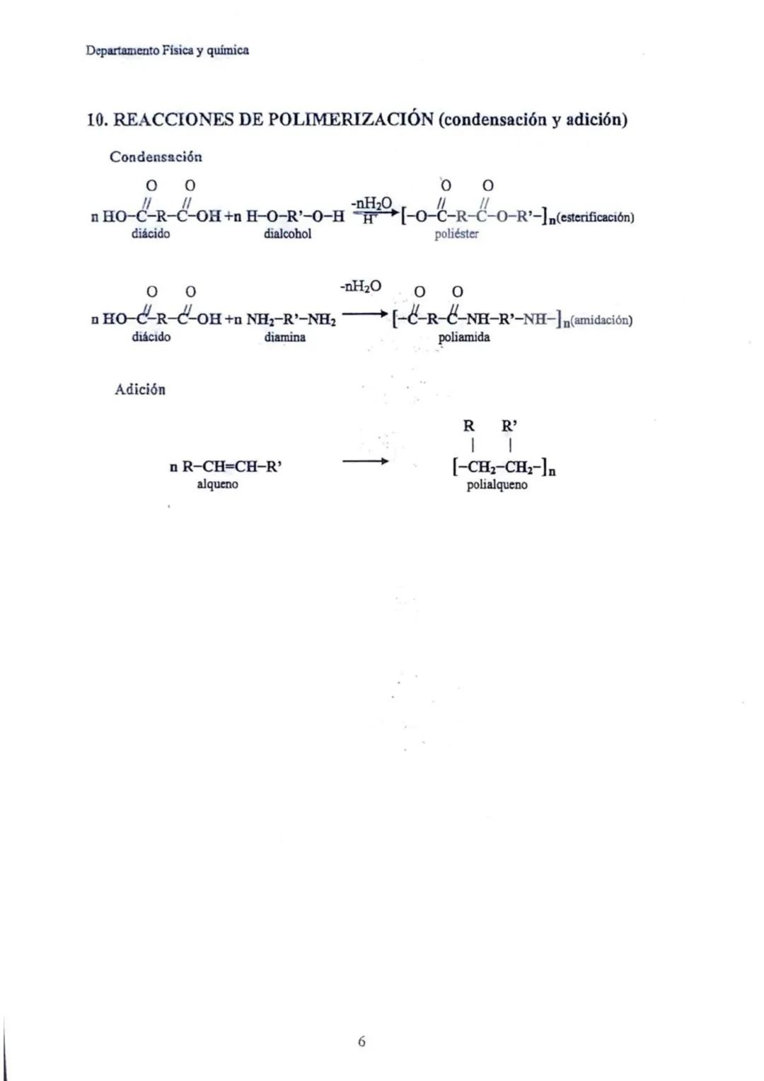 Departamento Física y química
ESQUEMA-RESUMEN REACCIONES ORGÁNICAS MÁS
IMPORTANTES
1. REACCIONES DE LOS ALCANOS
Halogenación
250-400°C
-C-H