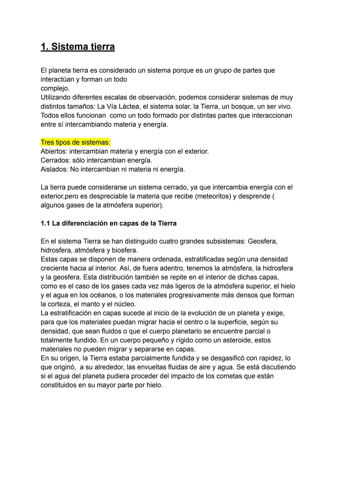 1. Sistema tierra
El planeta tierra es considerado un sistema porque es un grupo de partes que
interactúan y forman un todo
complejo.
Utiliz