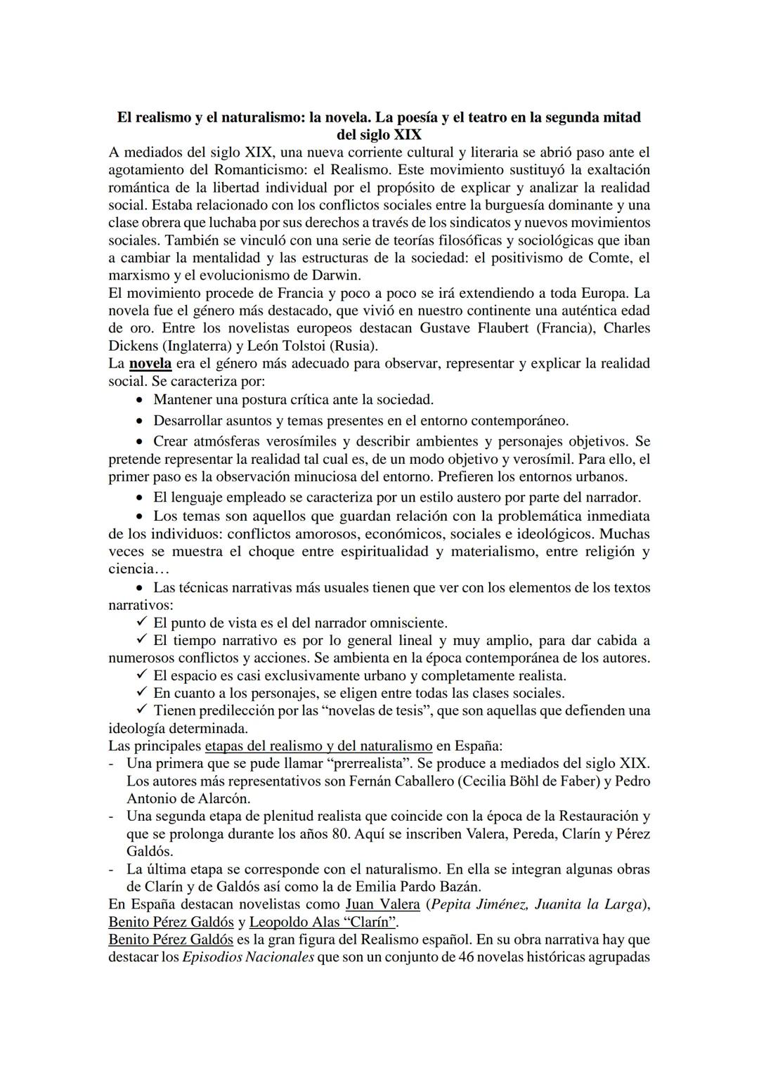 El realismo y el naturalismo: la novela. La poesía y el teatro en la segunda mitad
del siglo XIX
A mediados del siglo XIX, una nueva corrien