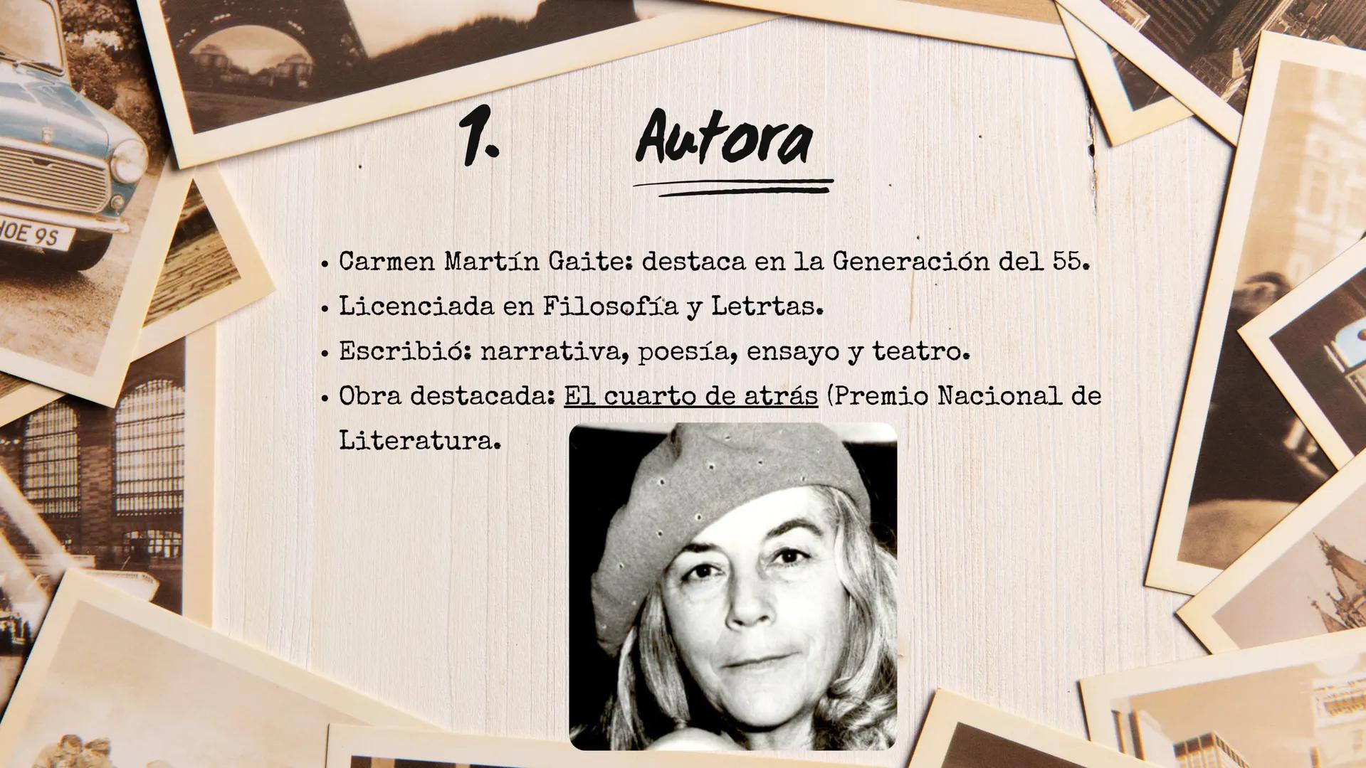 # El Cuarto de atrás
David Sánchez --- OCR Start ---
Carmen Martín Gaite
Indice
1
Autora
6 Contenido
11
2
Etapas de su obra 7
Temas
El cuar