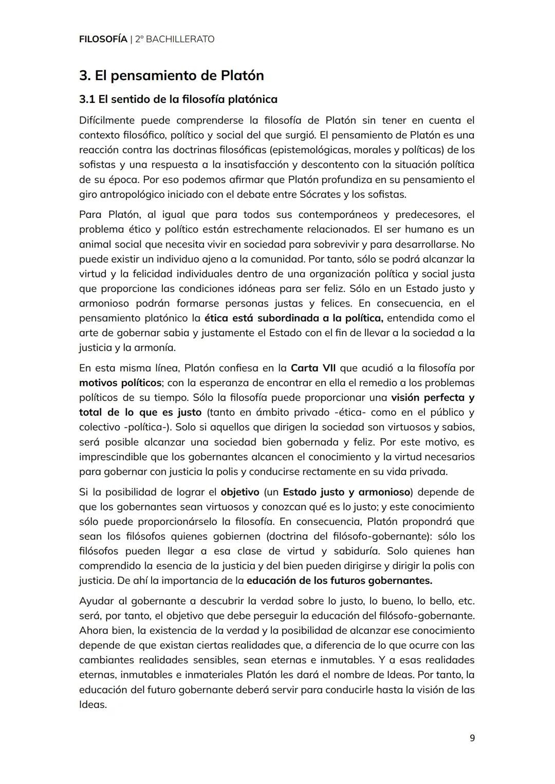 # FILOSOFÍA | 2º BACHILLERATO
# TEMA 3
Platón
1 FILOSOFÍA | 2º BACHILLERATO
1. Contexto político y biográfico de Platón
2. Las influencia