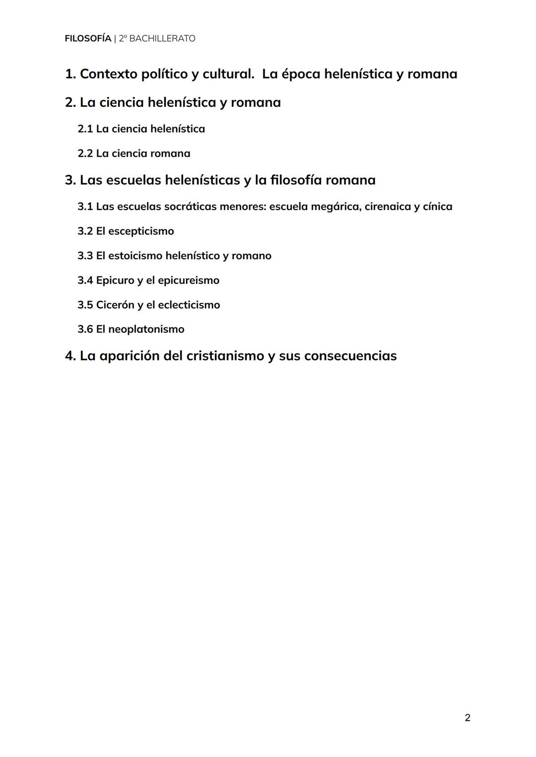 # FILOSOFÍA | 2º BACHILLERATO
# TEMA 5
La filosofía helenística y romana FILOSOFÍA | 2º BACHILLERATO
1. Contexto político y cultural. La