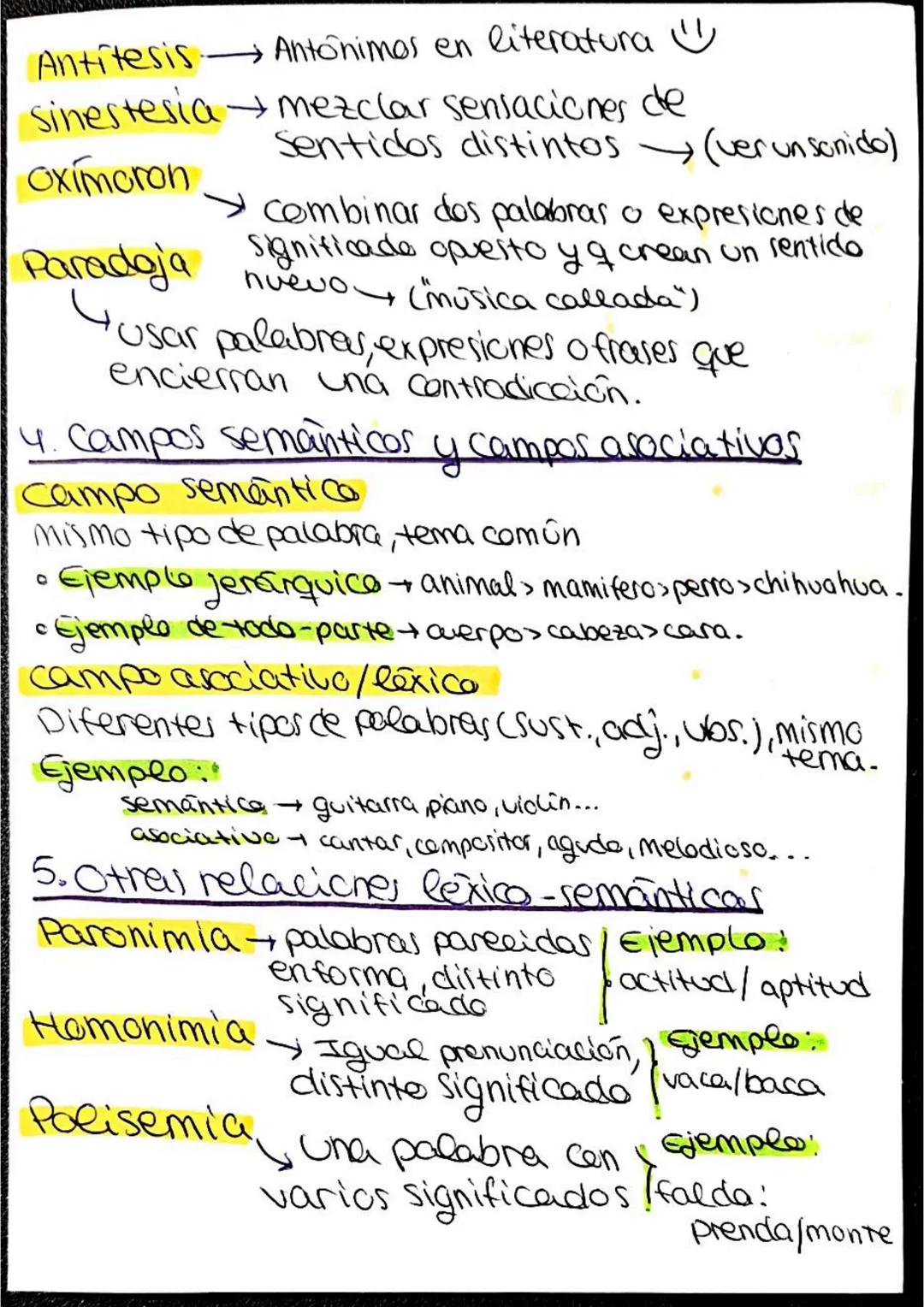 LAS RELACIONES LÉXICO-SEMÁNTICAS
1. significado y componentes léxicos de las palabras
Definiciones clave:
• lexico conjunto de palabras que