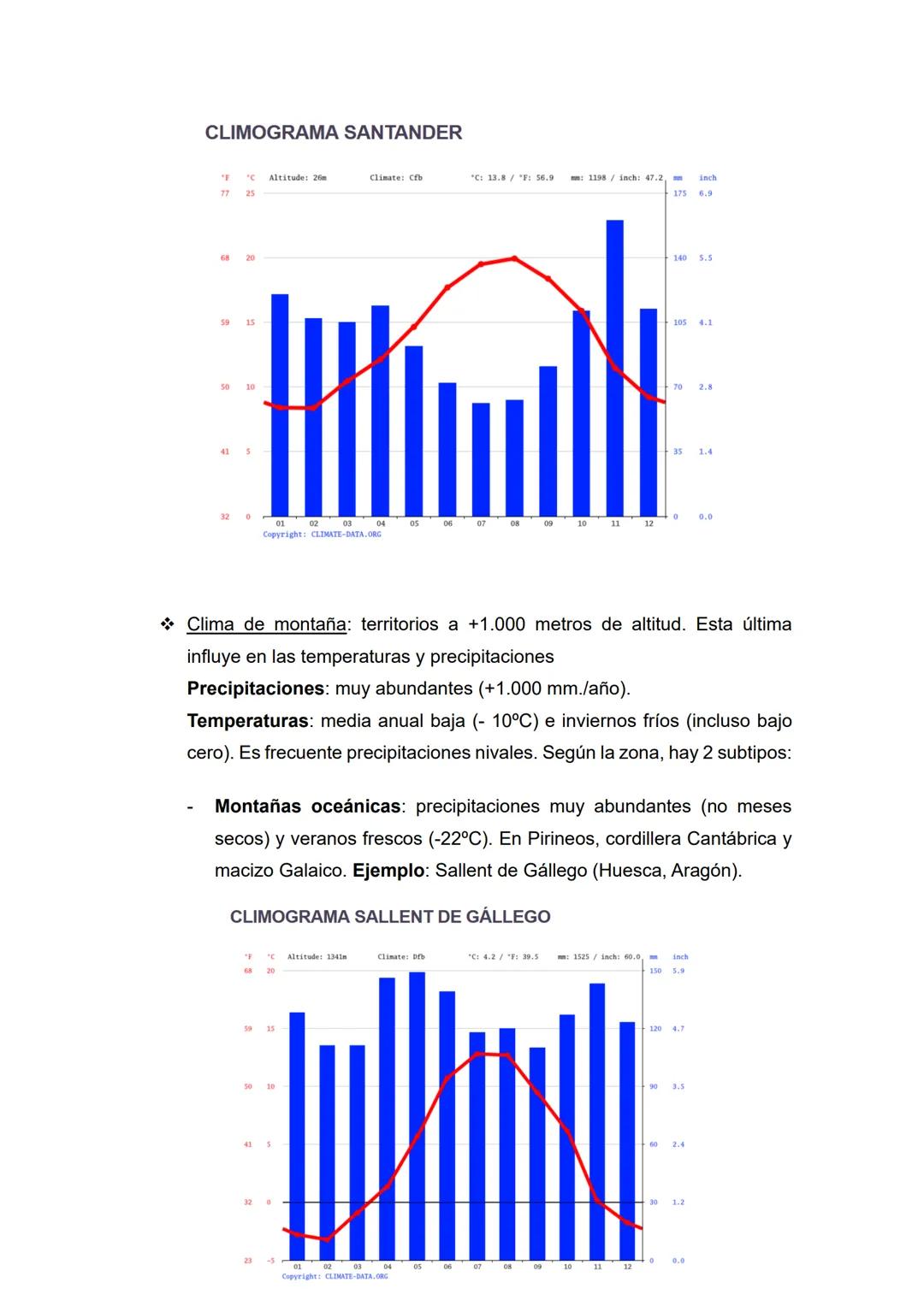 Tema 2 - El clima en España
• Temas (1, 2) y epígrafes (a, b, c) que nos pueden preguntar:
1) Dominios climáticos en España: clima oceánico