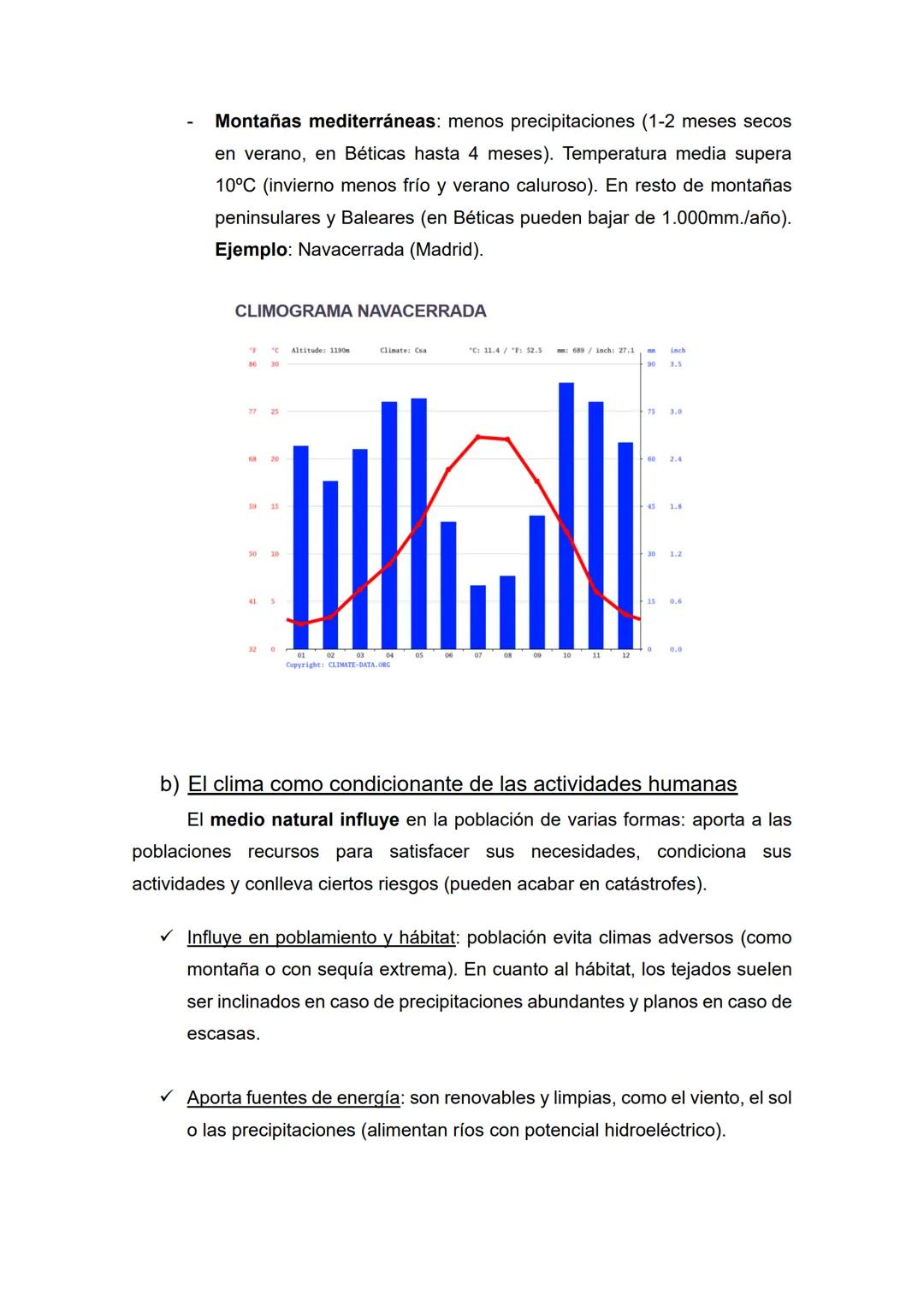 Tema 2 - El clima en España
• Temas (1, 2) y epígrafes (a, b, c) que nos pueden preguntar:
1) Dominios climáticos en España: clima oceánico