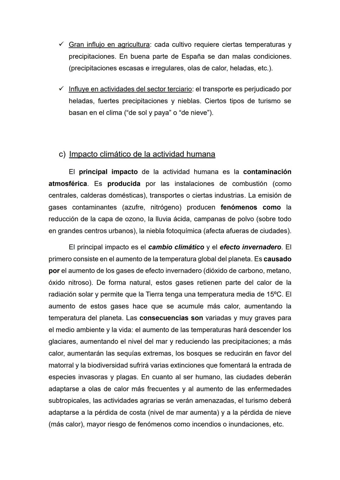 Tema 2 - El clima en España
• Temas (1, 2) y epígrafes (a, b, c) que nos pueden preguntar:
1) Dominios climáticos en España: clima oceánico