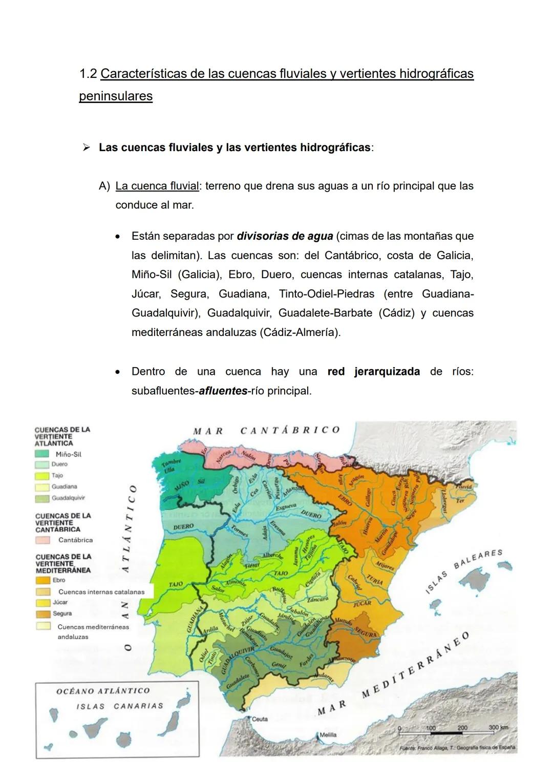 Tema 3 - Hidrografía, vegetación y suelos de España
1. La diversidad hídrica
1.1 Variedad hídrica peninsular e insular: aguas superficiale