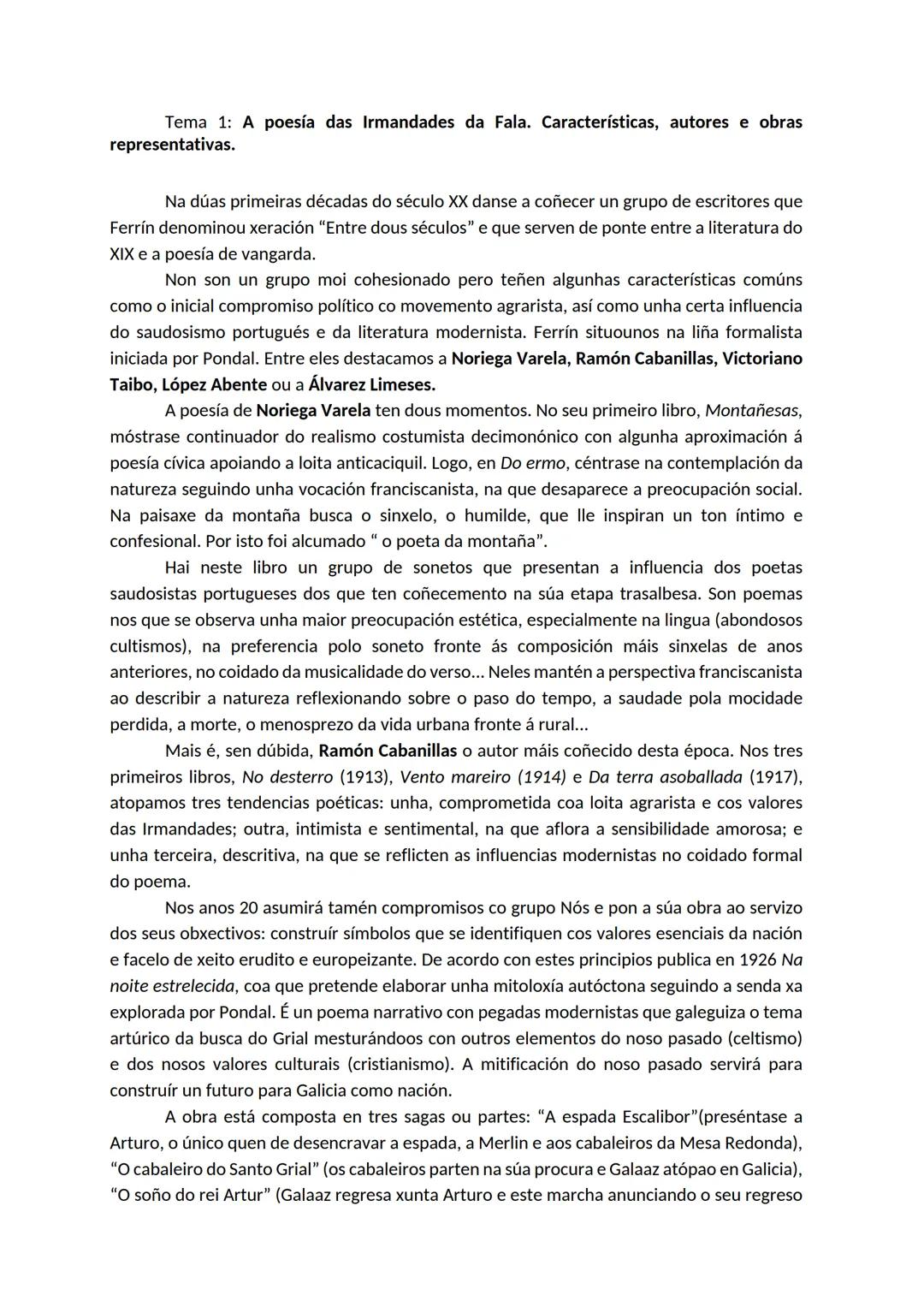 ## LITERATURA GALLEGO # Tema 1: A poesía das Irmandades da Fala. Características, autores e obras representativas.
Na dúas primeiras década