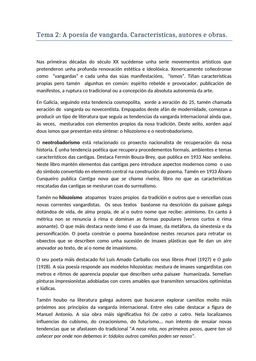 ## LITERATURA GALLEGO # Tema 1: A poesía das Irmandades da Fala. Características, autores e obras representativas.
Na dúas primeiras década