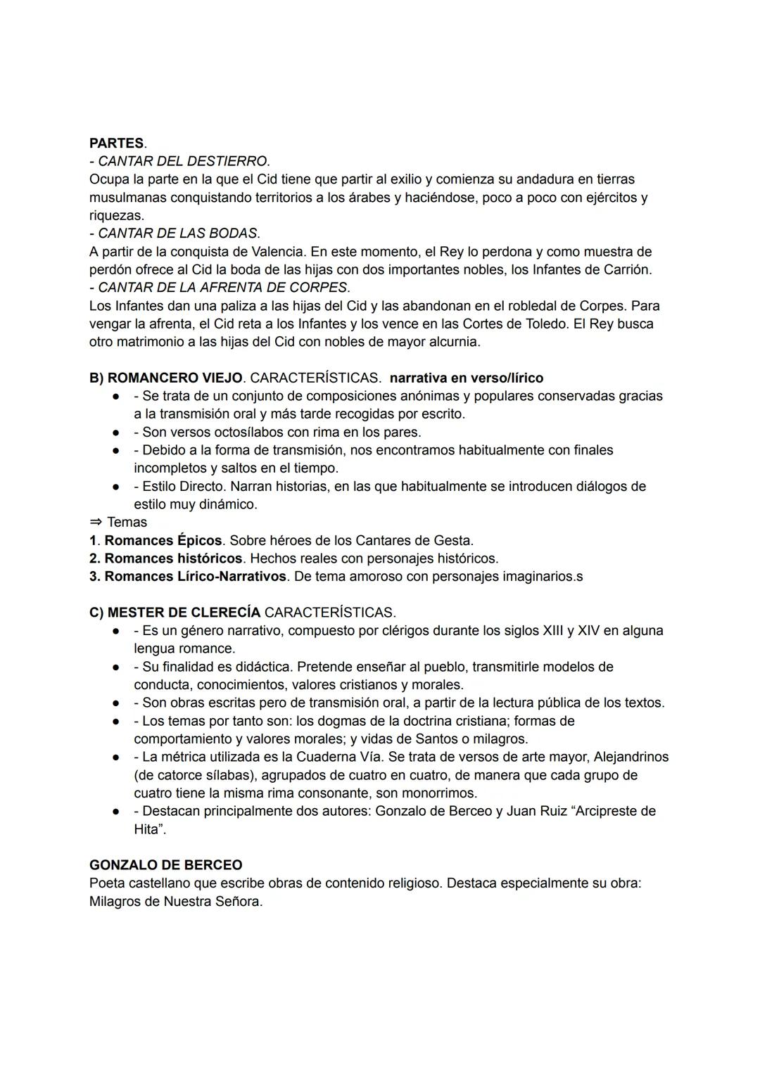 NARRATIVA MEDIEVAL
A. CANTAR DE GESTA. CARACTERÍSTICAS:
- Son Poemas Épicos, que cuentan las hazañas de un héroe nacional en lengua
romance.