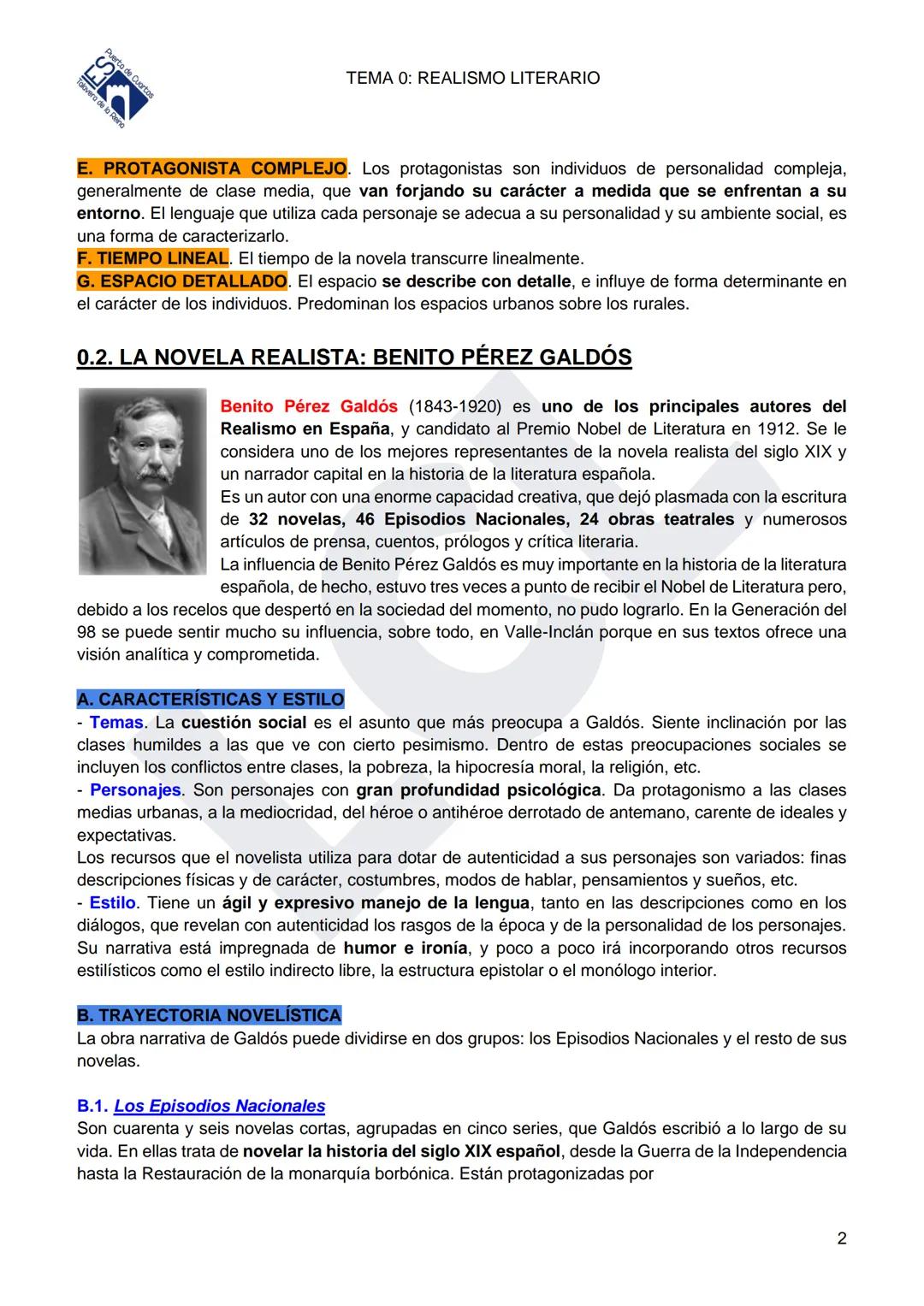 TEMA 0: REALISMO LITERARIO
Juan Valera.
Obra más
Importante: "Pepita
Jiménez
Benito Pérez Galdós:
Obras más
importantes: "Los
episodios
naci