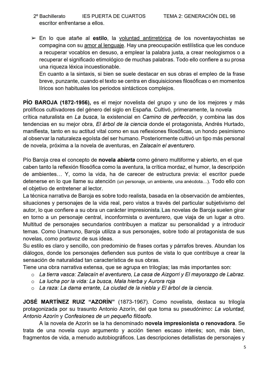 ## TEMA 2: GENERACIÓN DEL 98
## TEMA 2: GENERACIÓN DEL 98. CARACTERÍSTICAS.
PRINCIPALES AUTORES Y OBRAS
Pío Baroja
Unamuno
Azorín
Va
