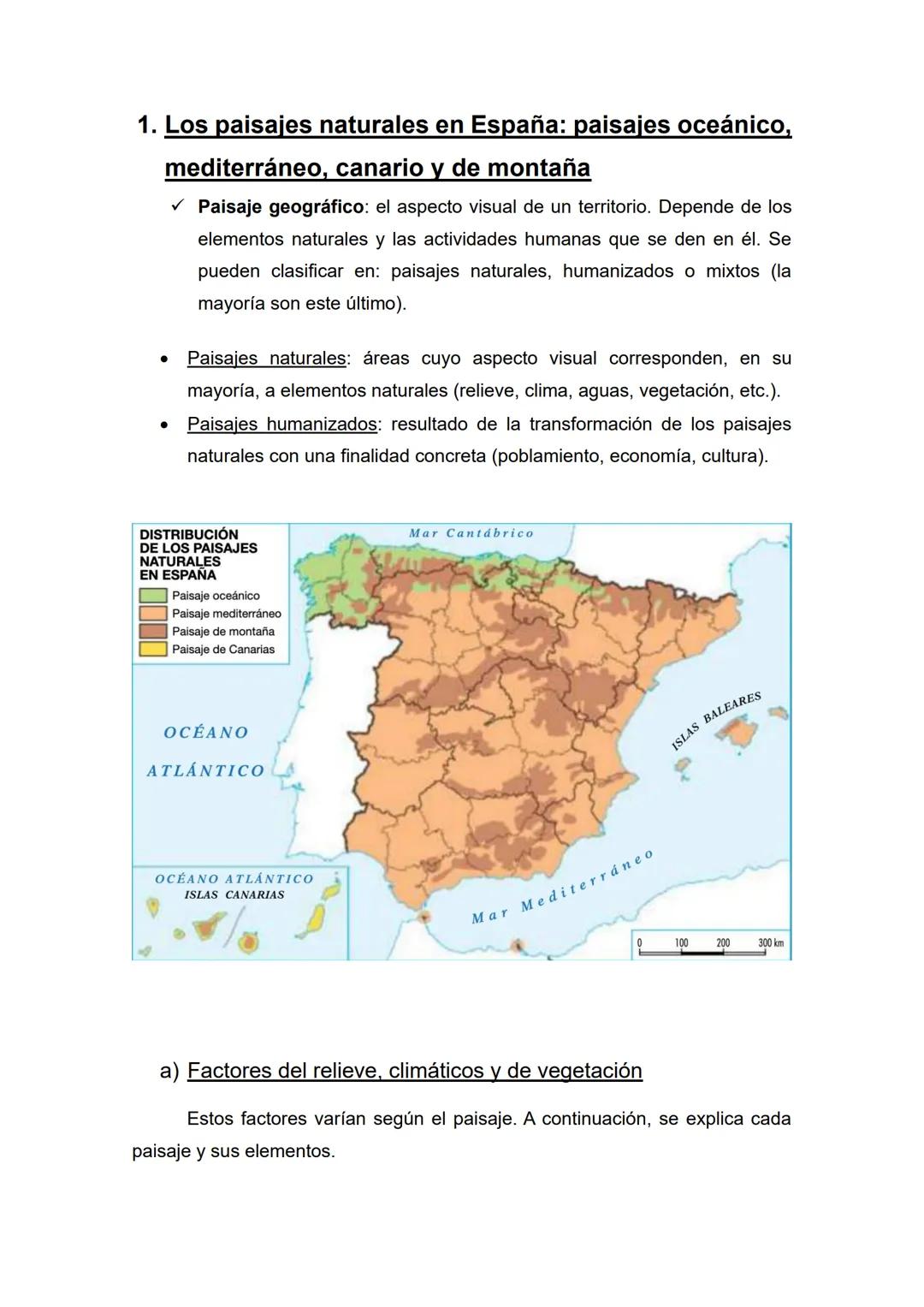 Tema 5 - Paisajes naturales y medio ambiente
Temas (1, 2) y epígrafes (a, b, c) que nos pueden preguntar:
1) Los paisajes naturales en Españ