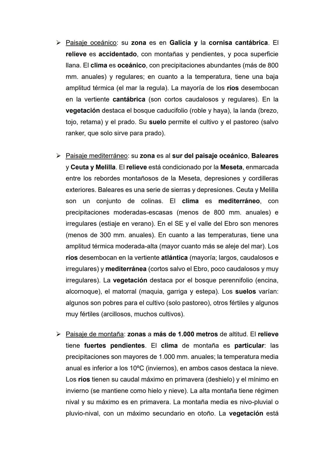 Tema 5 - Paisajes naturales y medio ambiente
Temas (1, 2) y epígrafes (a, b, c) que nos pueden preguntar:
1) Los paisajes naturales en Españ