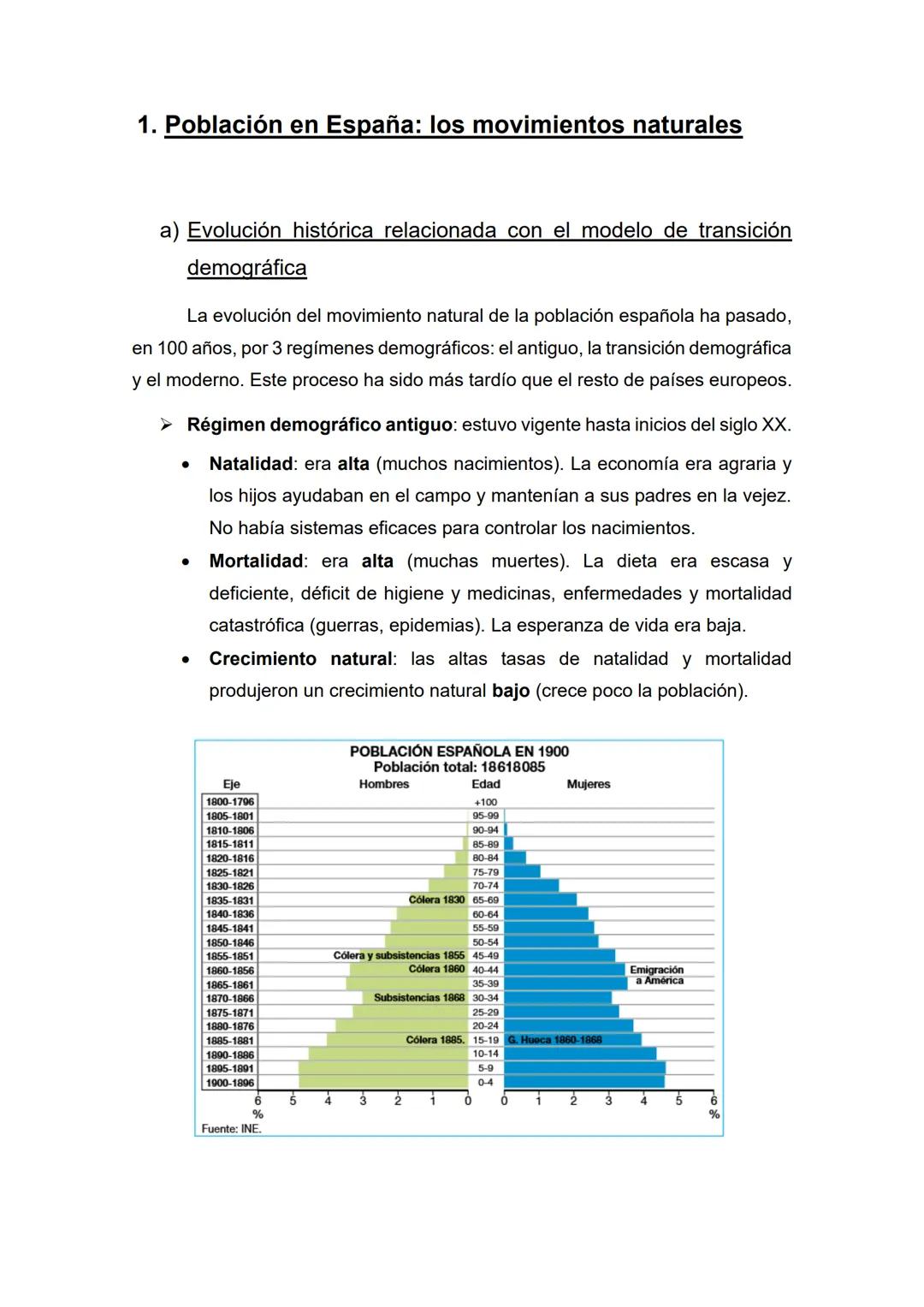 Tema 6- La población española
1) Temas (1, 2) y epígrafes (a, b, c) que nos pueden preguntar:
1) Población en España: los movimientos natura