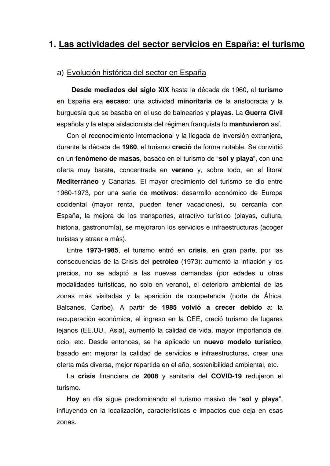 Tema 10- Los espacios del sector terciario
Temas (1, 2) y epígrafes (a, b, c) que nos pueden preguntar:
1) Las actividades del sector servic