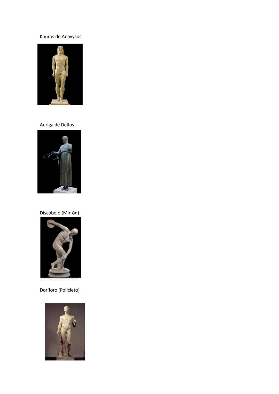 OBRAS
ARTE GRIEGO
Partenón
Tribuna de las Cariátides del Erectión
Templo de Atenea Nike
Teatro de Epidauro Kouros de Anavysos
Auriga de Delf