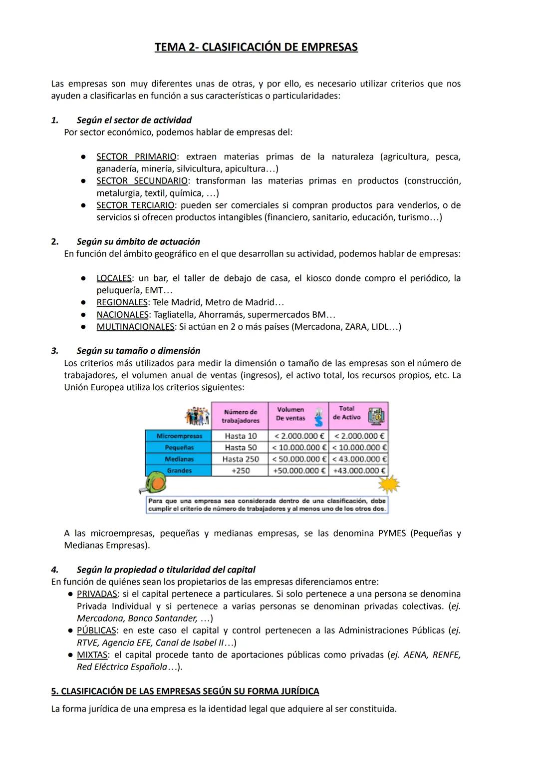 # TEMA 2 - CLASIFICACIÓN DE EMPRESAS
Las empresas son muy diferentes unas de otras, y por ello, es necesario utilizar criterios que nos ayu